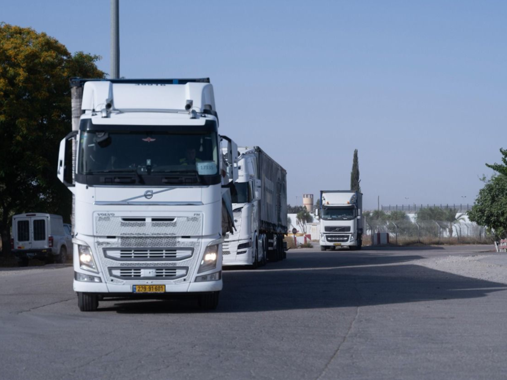 Trucks delivering humanitarian aid.