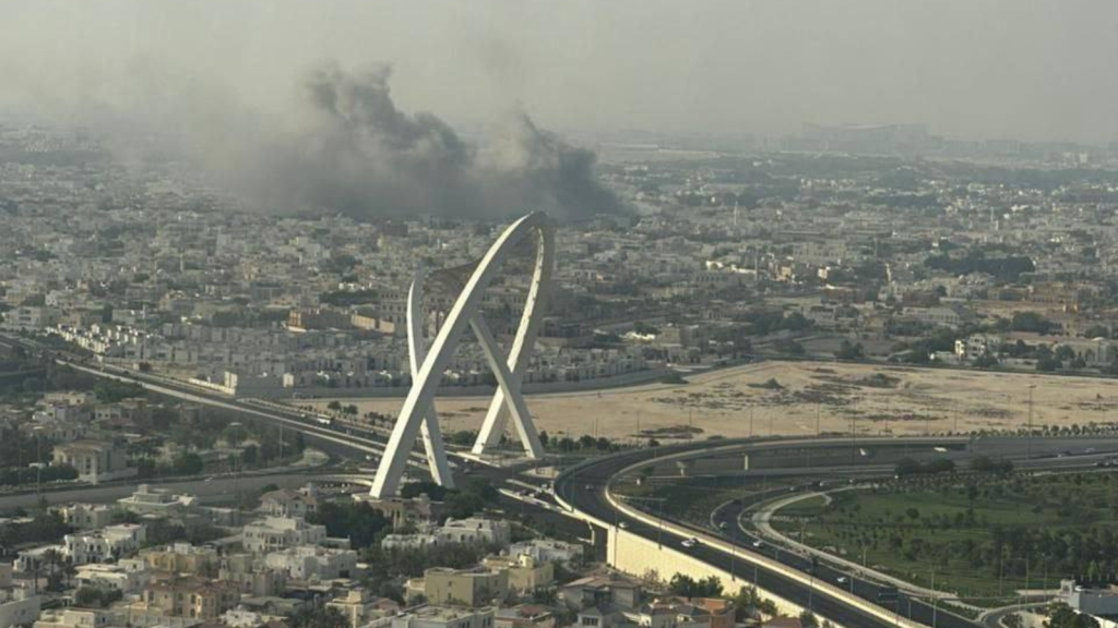 Smoke rises over Doha following the Israeli air strike targeting Hamas leadership on September 9, 2025.