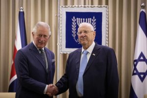 Israeli President Reuven Rivlin meets Prince Charles, Prince of Wales at Rivlin's residence in Jerusalem on January 23, 2020.