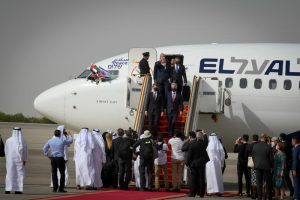 The US-Israeli delegation arrive to Abu Dhabi International Airport on August 31, 2020.