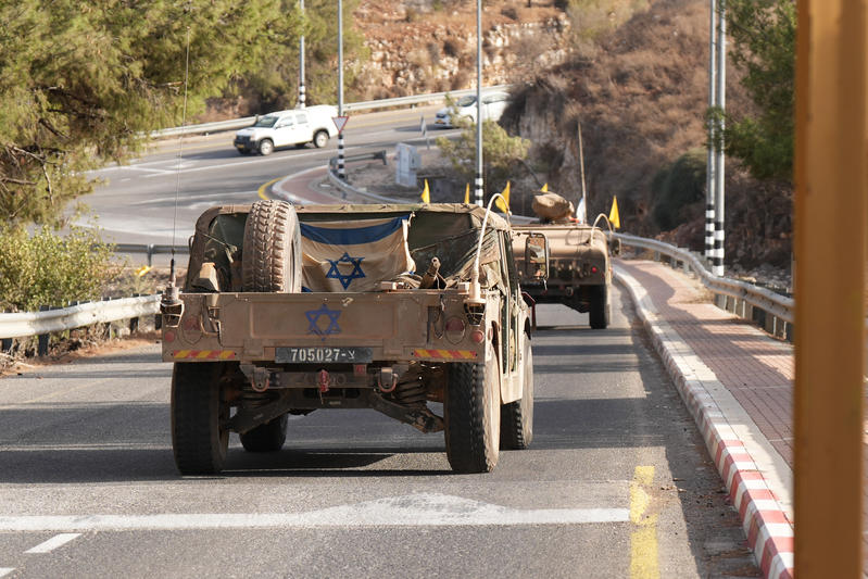 Israeli soldiers take part in a drill near the Israeli border with Lebanon, October 20, 2025.