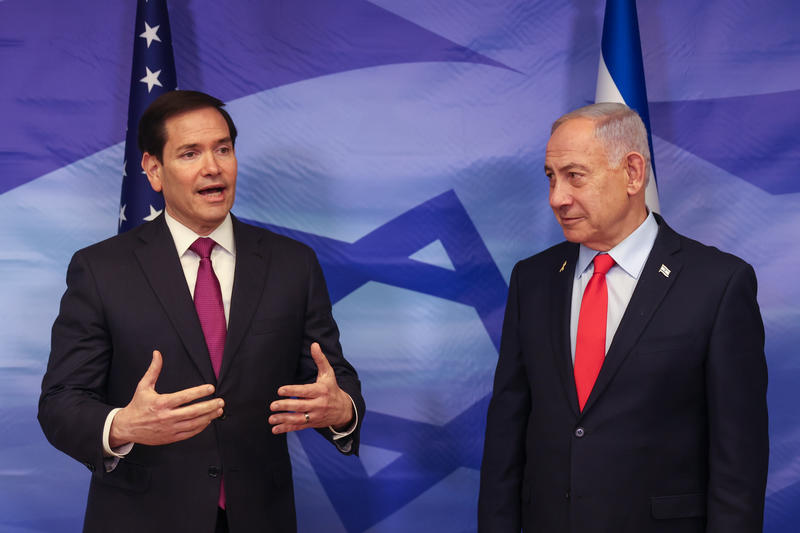 US Secretary of State Marco Rubio and Israeli PM Benjamin Netanyahu at PM Netanyahu's office in Jerusalem, October 23, 2025.
