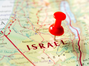 Israel on a map of the Middle East
