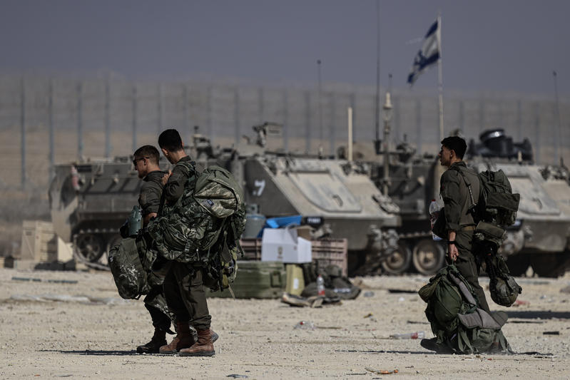 Israeli soldiers seen near the Israeli border with the Gaza Strip