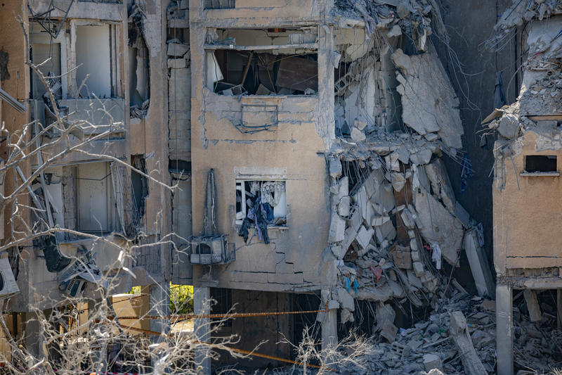 Scene from the city of Holon, where a ballistic missile fired from Iran hit civilian infrastructure, June 19, 2025.