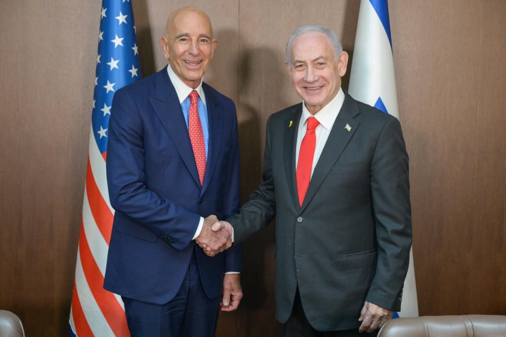 Prime Minister Benjamin Netanyahu Meets with US Ambassador to Turkey and Special Envoy to Syria Tom Barrack, Monday, December 15, 2025.