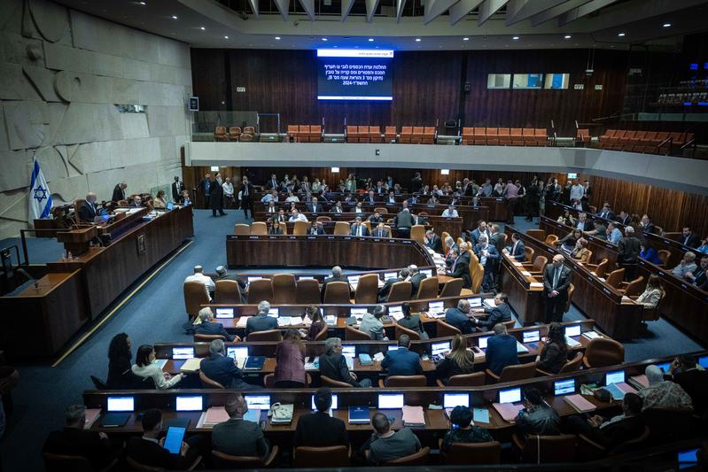 A vote on the state budget at the assembly hall of the Knesset, the Israeli parliament in Jerusalem, March 13, 2024.
