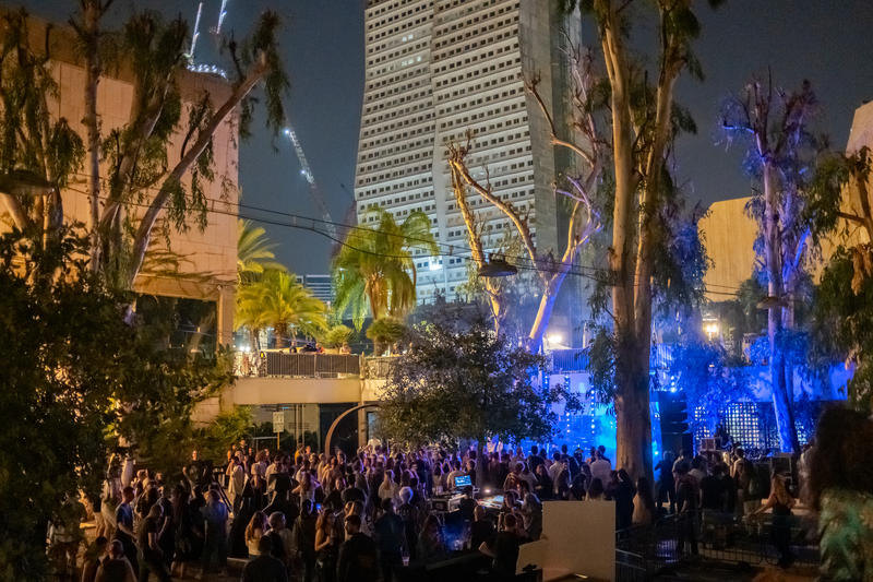 People enjoy a festival at the Tel Aviv Museum of Art in Tel Aviv, November 7, 2025.