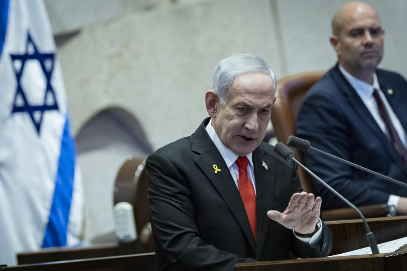 Israeli Prime Minister Benjamin Netanyahu at a 40 signatures debate, at the plenum hall of the Knesset, the Israeli parliament in Jerusalem, on January 19, 2026.