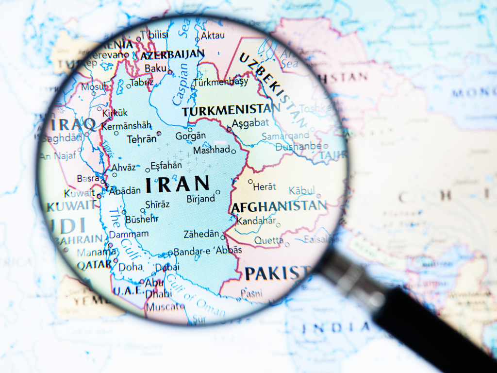 Iran on a map