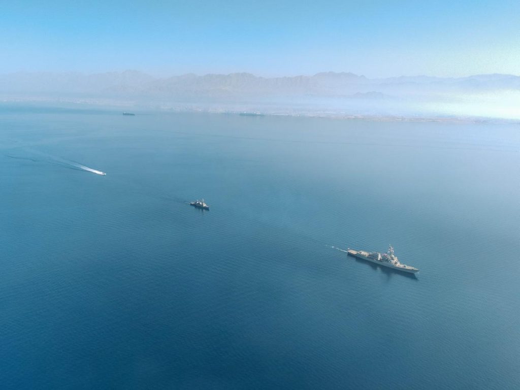 A joint exercise between the US destroyer and Israeli Navy, February 1, 2026.