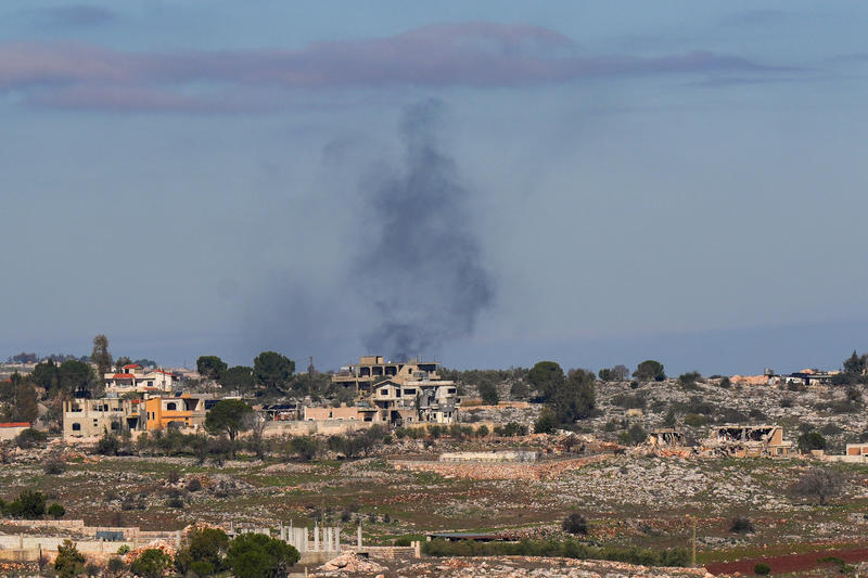 Smoke rises from southern Lebanon following Israeli air strikes, as seen from the Israeli side of the border, on January 16, 2026.