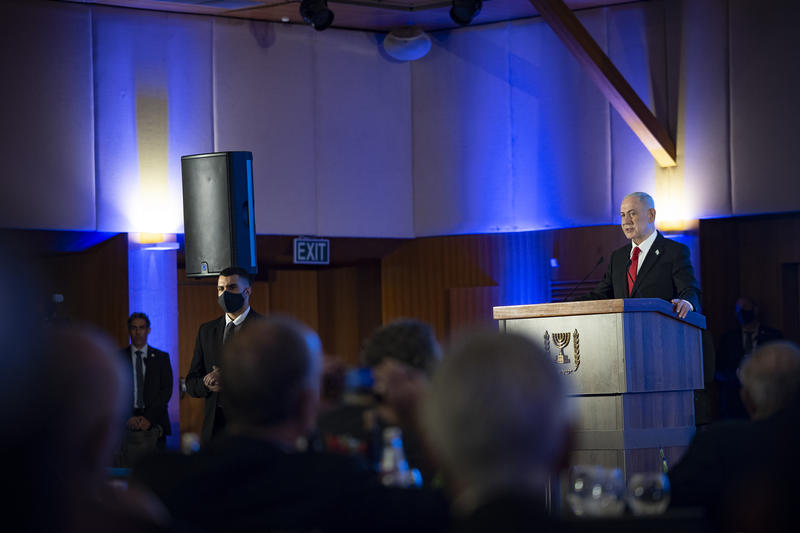 Israeli Prime Minister Benjamin Netanyahu attends a Conference of Presidents of Major American Jewish Organisations in Jerusalem, on February 15, 2026.