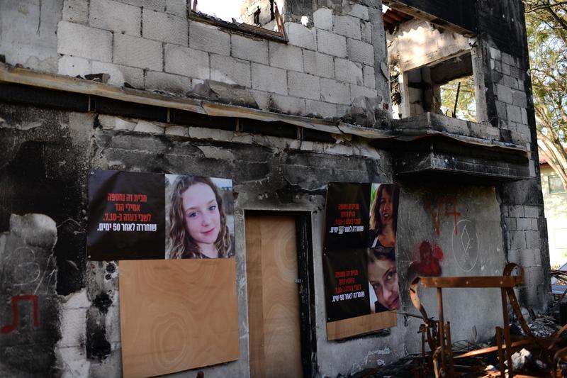 Israelis released from Hamas's captivity in Gaza and families of Israeli hostages attend a press conference in Kibbutz Be'eri near the Israeli-Gaza border, southern Israel, January 1, 2024.