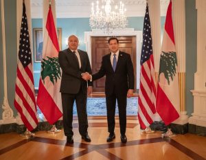 State Secretary Marco Rubio meeting Lebanese President Joseph Aoun in Washington DC, July 19, 2026.