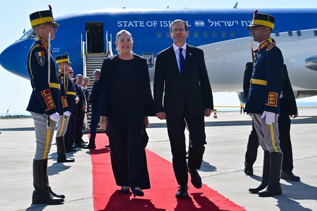 President Isaac Herzog and First Lady Michal Herzog arrived to Romania, June 28, 2026.