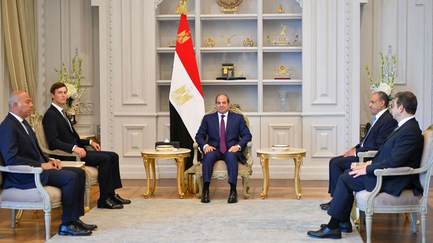 Jared Kushner and Nickolay Mladenov in talks with Egyptian President Abdel Fattah El-Sisi, August 16, 2026.