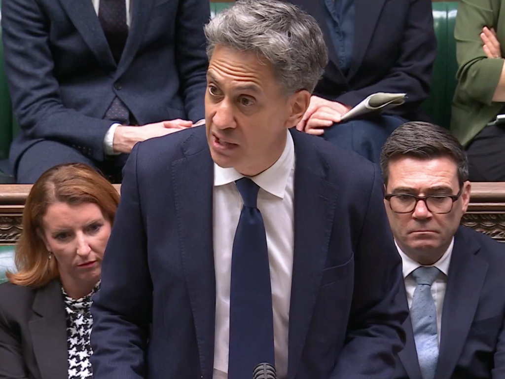 Foreign Secretary Ed Milliband announcing sanctions on Israeli settlements in the House of Commons, September 8, 2026.